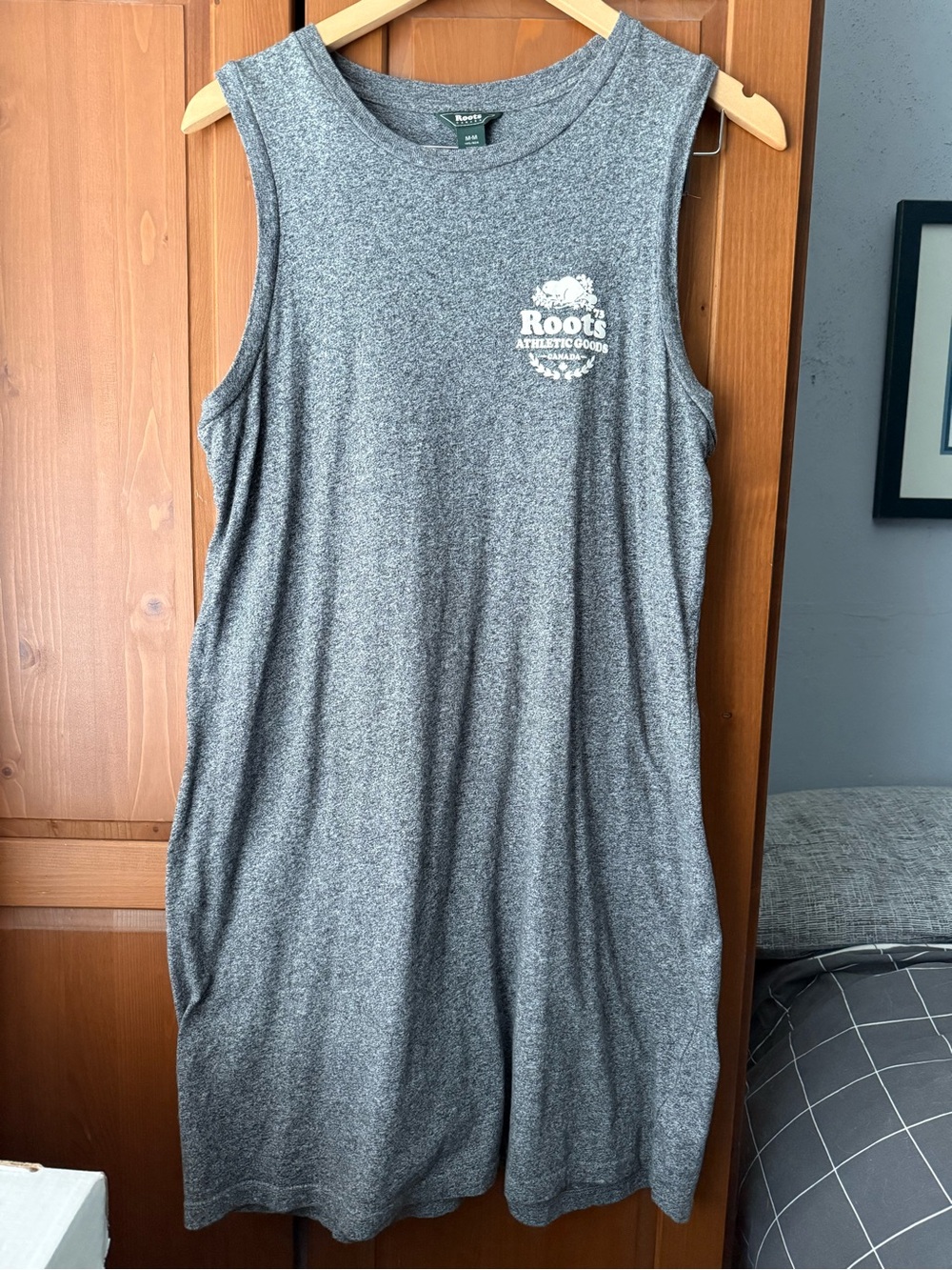 Roots Grey Heather Sleeveless Tank Dress with Logo (Size M)